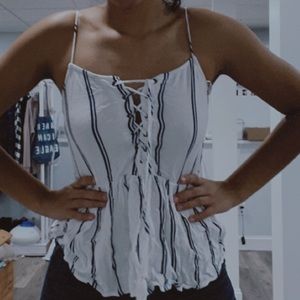 White and Navy striped tank top!!